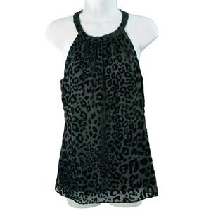 Vintage Y2K White House Black Market Tank Top Women's Sz S Black Velvet Burnout